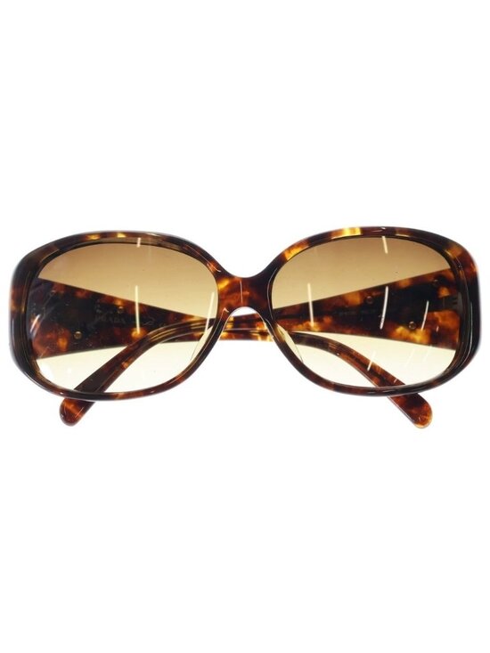 Prada Triangle Plate Sunglasses Brown Frame Gradient Lens 59 15 Gold Eyewear